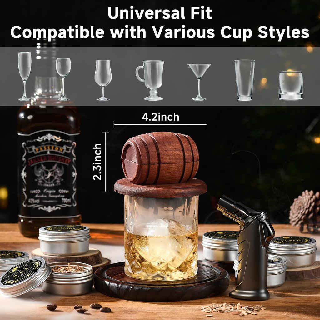 Whisky smoker dimensions and examples of glass shapes